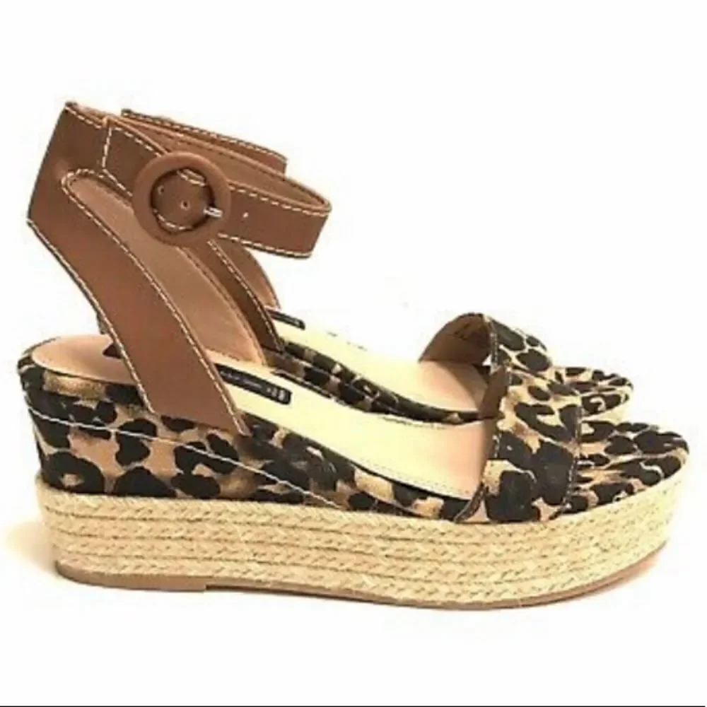 Steve Madden Leopard Print Espadrille  Wedges Size 7.5 NWT